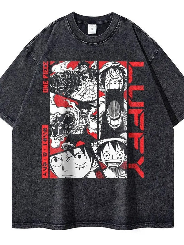 Roronoa Zoro T-shirts Vintage Washed Anime One Piece T Shirt