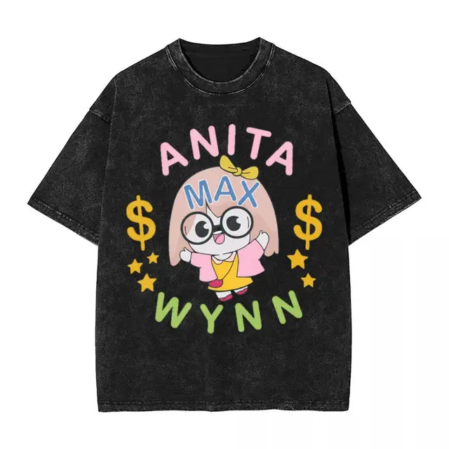 Anita Max Wynn Love Washed T Shirt Streetwear Hip Hop Cool T-Shirt Tees Tops Men Women Short Sleeve Harajuku Printed