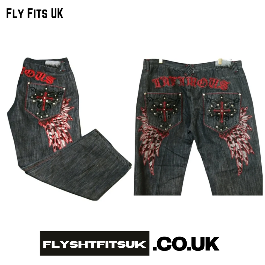 FlyShtFitUK Hip Hop Retro oversize Graphic Printing Baggy Jeans Denim Pants Men Women Goth Wide Trousers