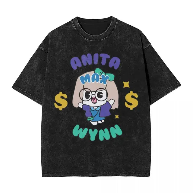 Anita Max Wynn Love Washed T Shirt Streetwear Hip Hop Cool T-Shirt Tees Tops Men Women Short Sleeve Harajuku Printed