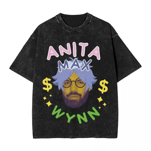 Anita Max Wynn Love Washed T Shirt Streetwear Hip Hop Cool T-Shirt Tees Tops Men Women Short Sleeve Harajuku Printed