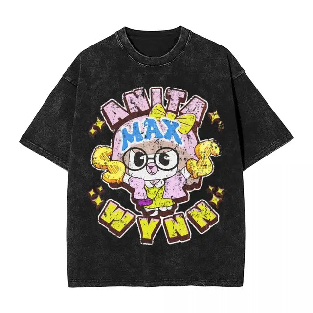 Anita Max Wynn Love Washed T Shirt Streetwear Hip Hop Cool T-Shirt Tees Tops Men Women Short Sleeve Harajuku Printed