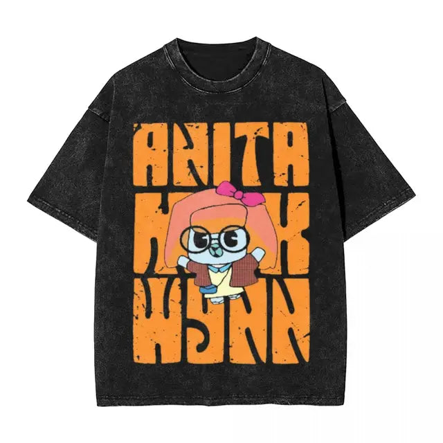Anita Max Wynn Love Washed T Shirt Streetwear Hip Hop Cool T-Shirt Tees Tops Men Women Short Sleeve Harajuku Printed
