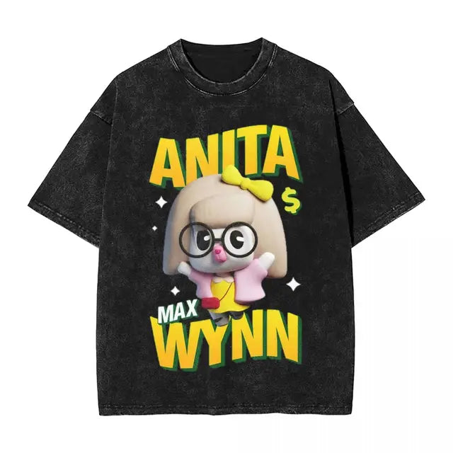 Anita Max Wynn Love Washed T Shirt Streetwear Hip Hop Cool T-Shirt Tees Tops Men Women Short Sleeve Harajuku Printed