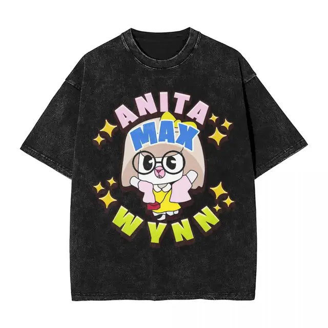 Anita Max Wynn Love Washed T Shirt Streetwear Hip Hop Cool T-Shirt Tees Tops Men Women Short Sleeve Harajuku Printed