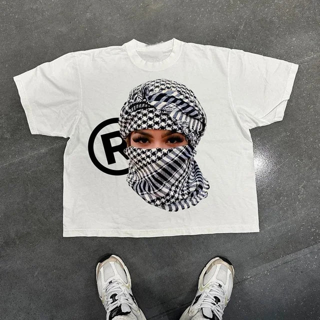 FlyShtFitsUK T-Shirt Cotton Vintage Character Graphic Print Punk Y2k Clothes Tops Gothic Casual Loose Unisex Streetwear Top Tee
