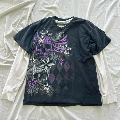 00s Retro E-girl Gothic Emo T-shirt Cyber Y2K Grunge