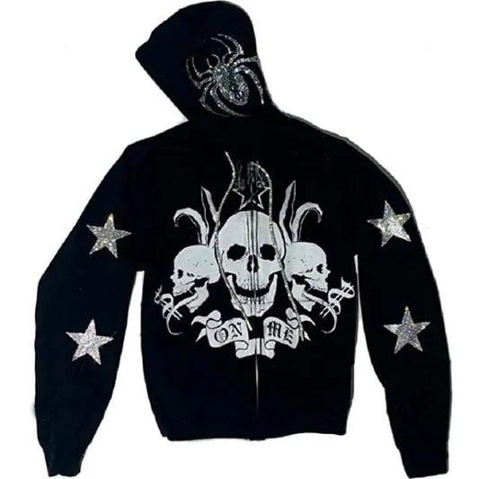 MAINLY Rhinestones Print Hoodie