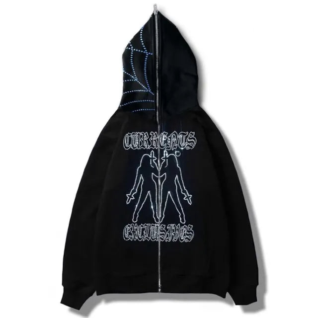 MAINLY Rhinestones Print Hoodie