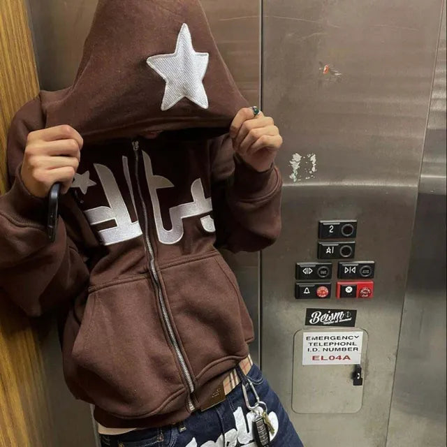 STAR PRINT HOODIE flyshtfitsuk