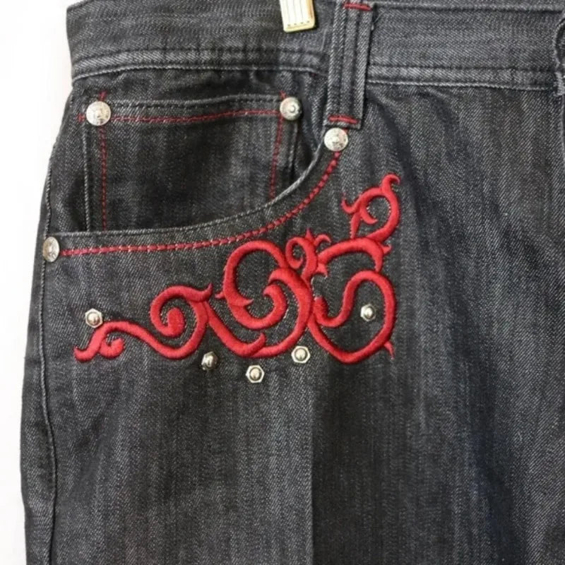 FlyShtFitUK Hip Hop Retro oversize Graphic Printing Baggy Jeans Denim Pants Men Women Goth Wide Trousers