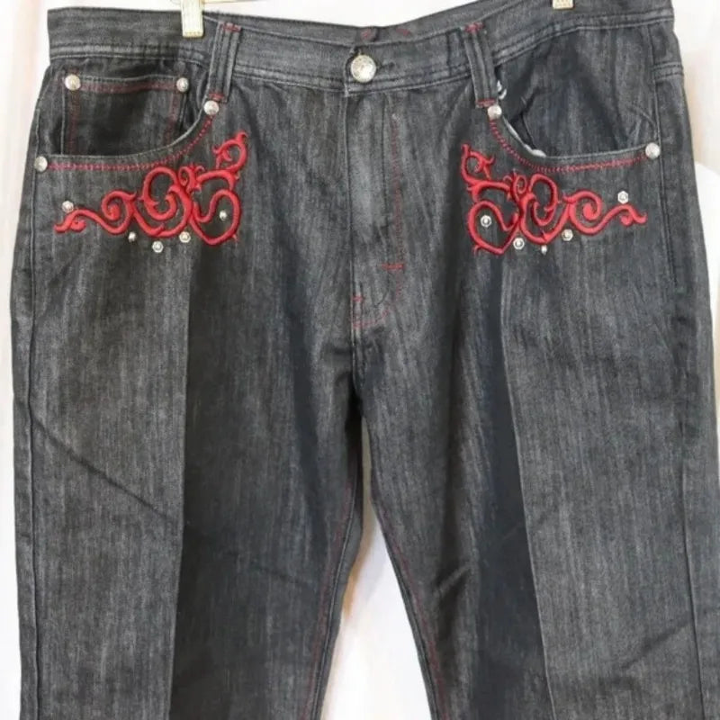 FlyShtFitUK Hip Hop Retro oversize Graphic Printing Baggy Jeans Denim Pants Men Women Goth Wide Trousers