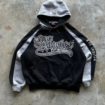 FlyShtFitsUk Vintage Embroidery Printed Letter Hoodie