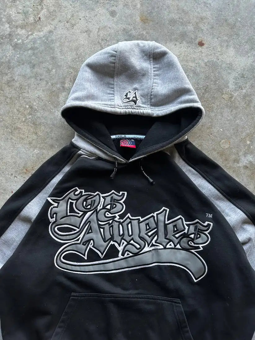 FlyShtFitsUk Vintage Embroidery Printed Letter Hoodie