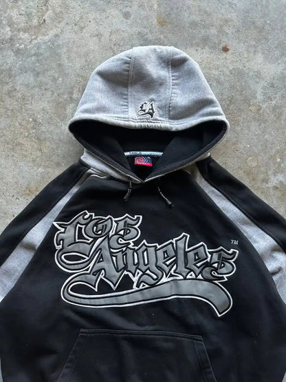 FlyShtFitsUk Vintage Embroidery Printed Letter Hoodie