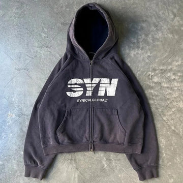 Y2k American Retro Zipper Sweatshirt Women with Letter Print High Street Oversized Hoodie Men Retro Harajuku Trendy Clothing