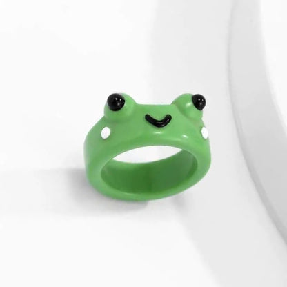 Cute Smile Frog Rings For Women Girls Funny Personality Wholesale Cartoon Animal Chicken Kawaii Ring Fashion Jewelry Gifts