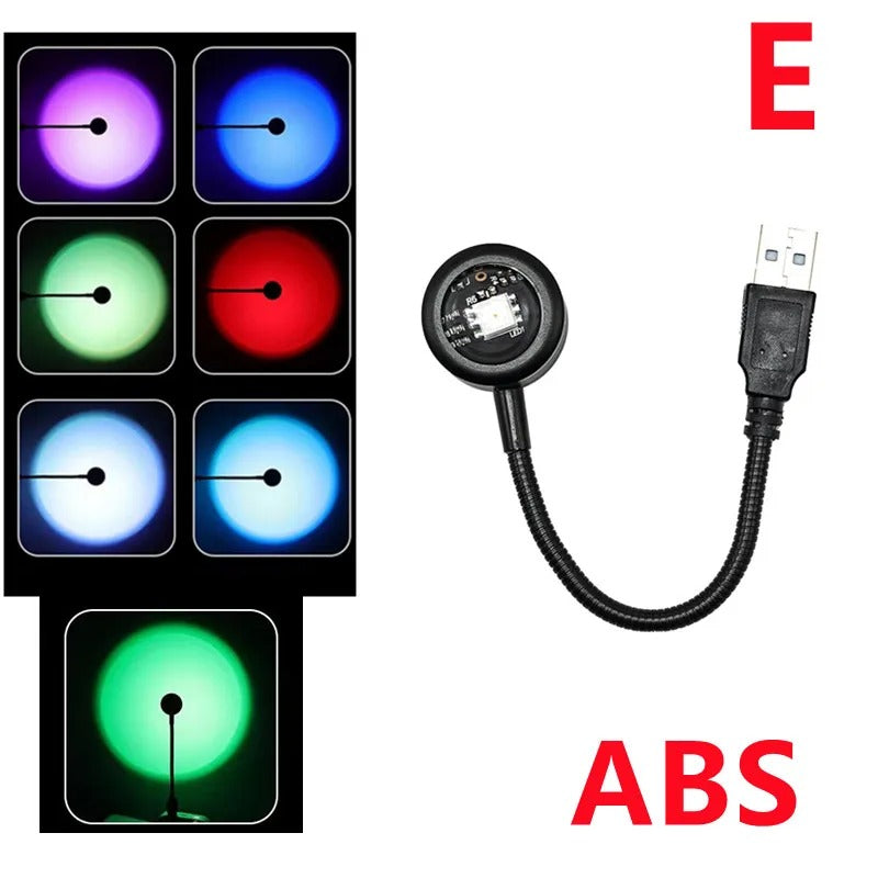 Led USB Sunset Lamp Projector Home Decor Night Light Portable Mood Light For Living Room Wall Photography Neon Lights