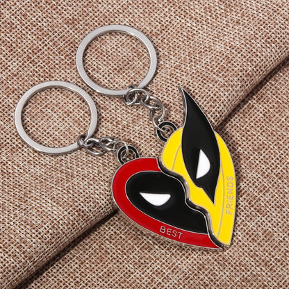 Movie Superhero Deadpool and Wolverine Best Friends keychain Split Heart Matching Pendant for Women Men Cosplay Jewelry Gift