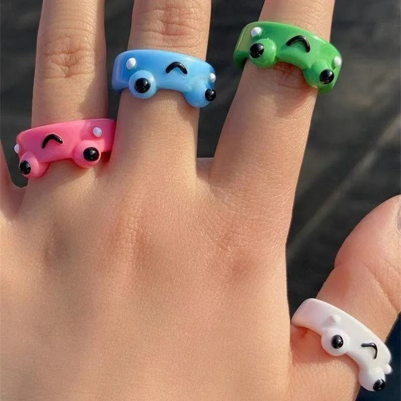 Cute Smile Frog Rings For Women Girls Funny Personality Wholesale Cartoon Animal Chicken Kawaii Ring Fashion Jewelry Gifts