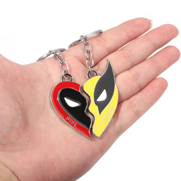 Movie Superhero Deadpool and Wolverine Best Friends keychain Split Heart Matching Pendant for Women Men Cosplay Jewelry Gift