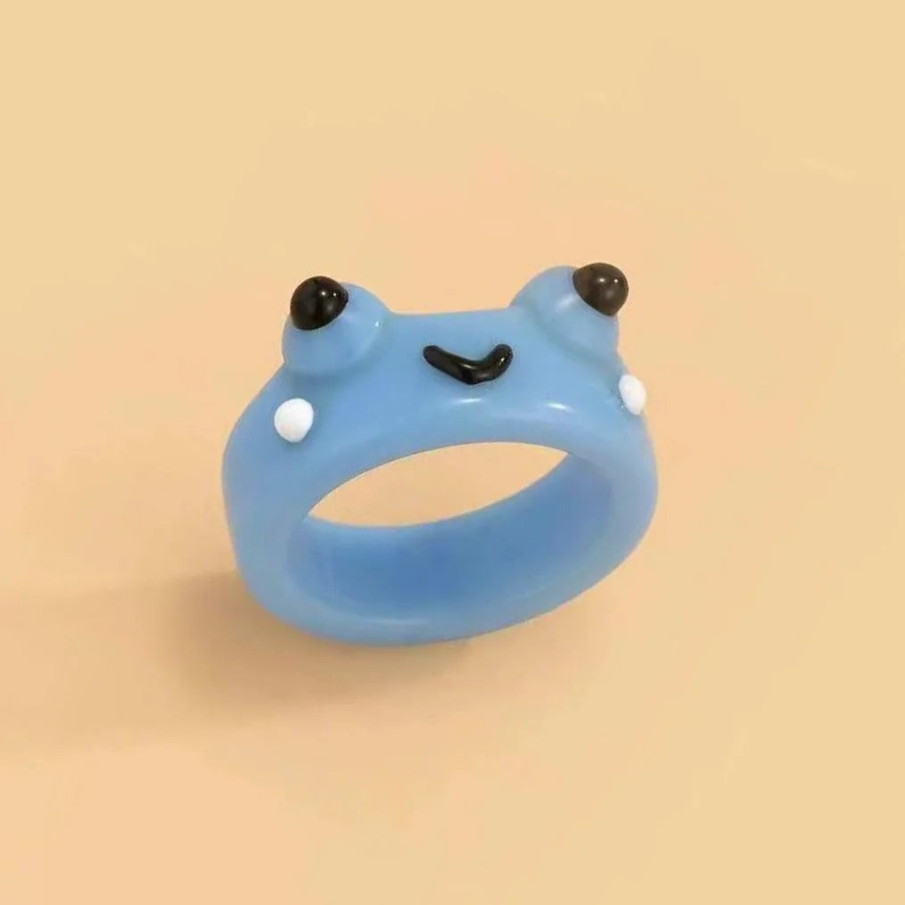 Cute Smile Frog Rings For Women Girls Funny Personality Wholesale Cartoon Animal Chicken Kawaii Ring Fashion Jewelry Gifts