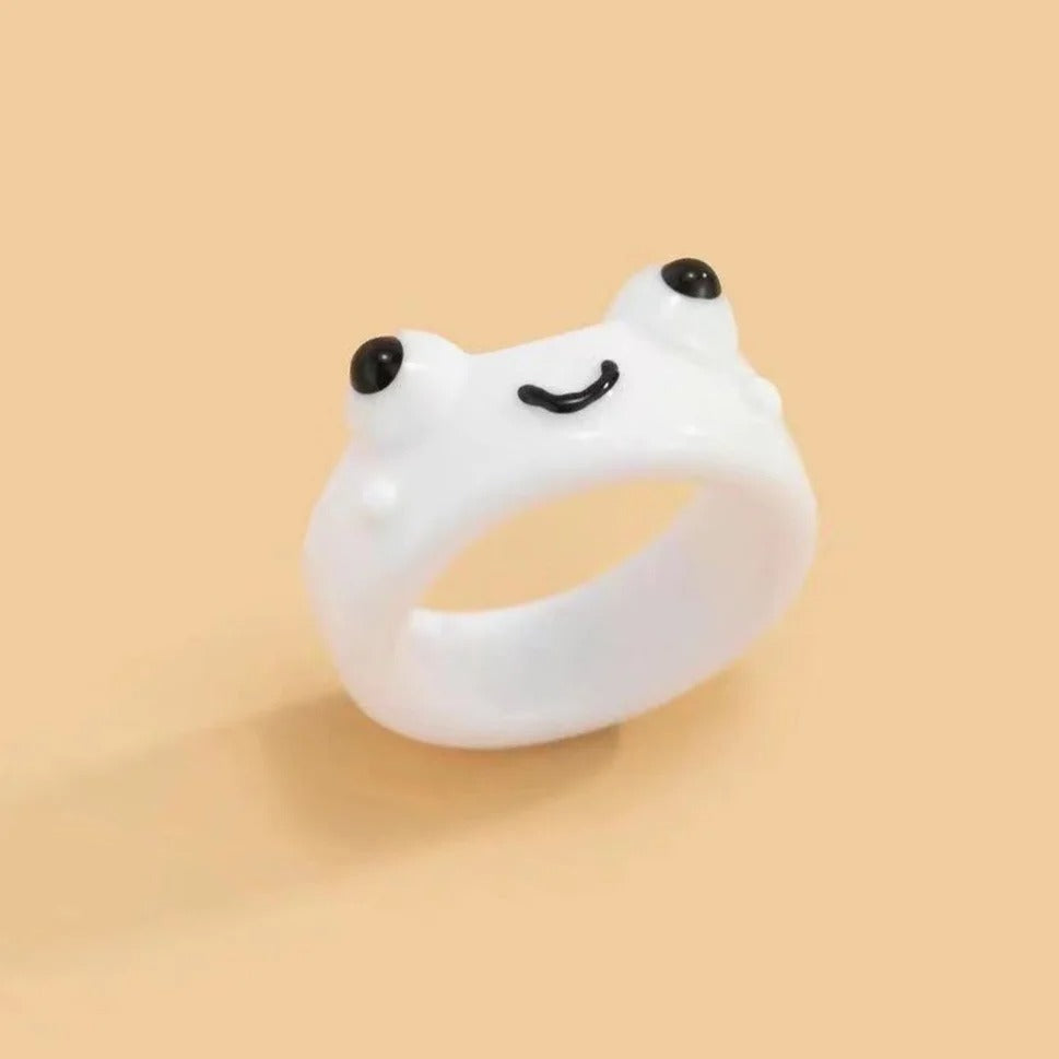 Cute Smile Frog Rings For Women Girls Funny Personality Wholesale Cartoon Animal Chicken Kawaii Ring Fashion Jewelry Gifts